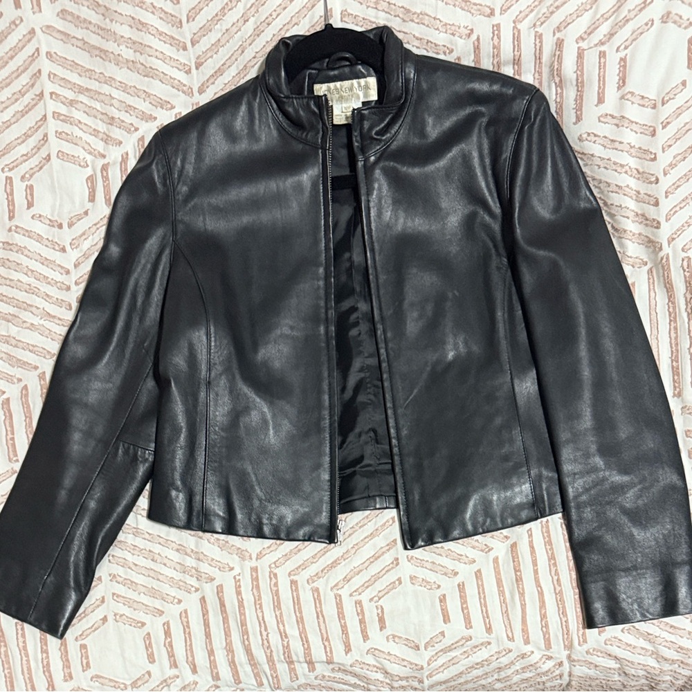 Jones New York Genuine Black Leather Jacket